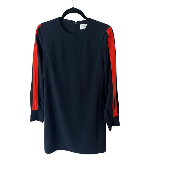 Victoria Victoria Beckham Navy Shift Dress with Red Sleeve Stripes, Size US 6 - Picture 4 of 9